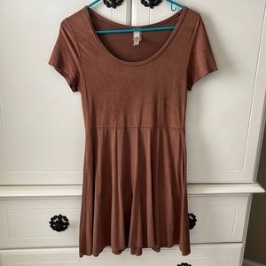 Brown suede mini dress
